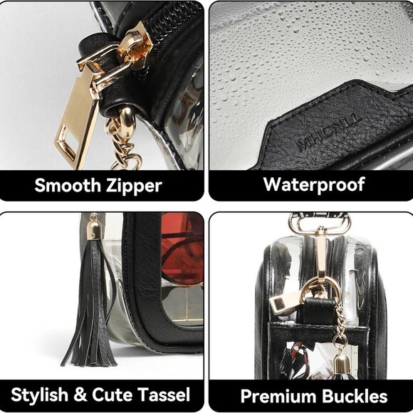 Waterproof Clear Crossbody Bag with Roomy Design - Essential for Stadium Events - Picture 4 of 6